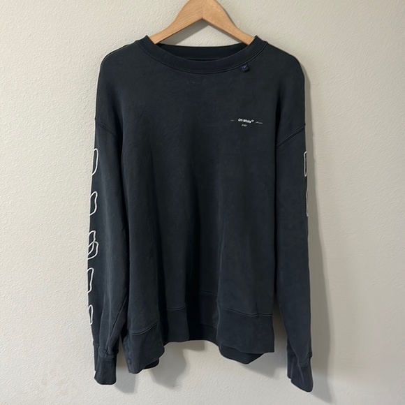 OFF-WHITE c/o Virgil Abloh "Main Label" Black Sweatshirt Men's Medium - Picture 2 of 16